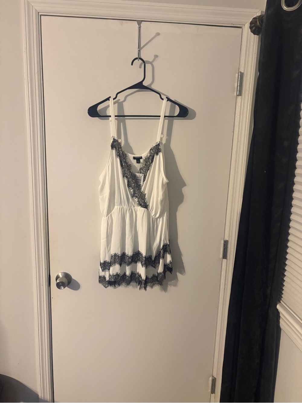 Torrid size 2 White Lace-Trim Camisole Top with Black Trim-New with tags.